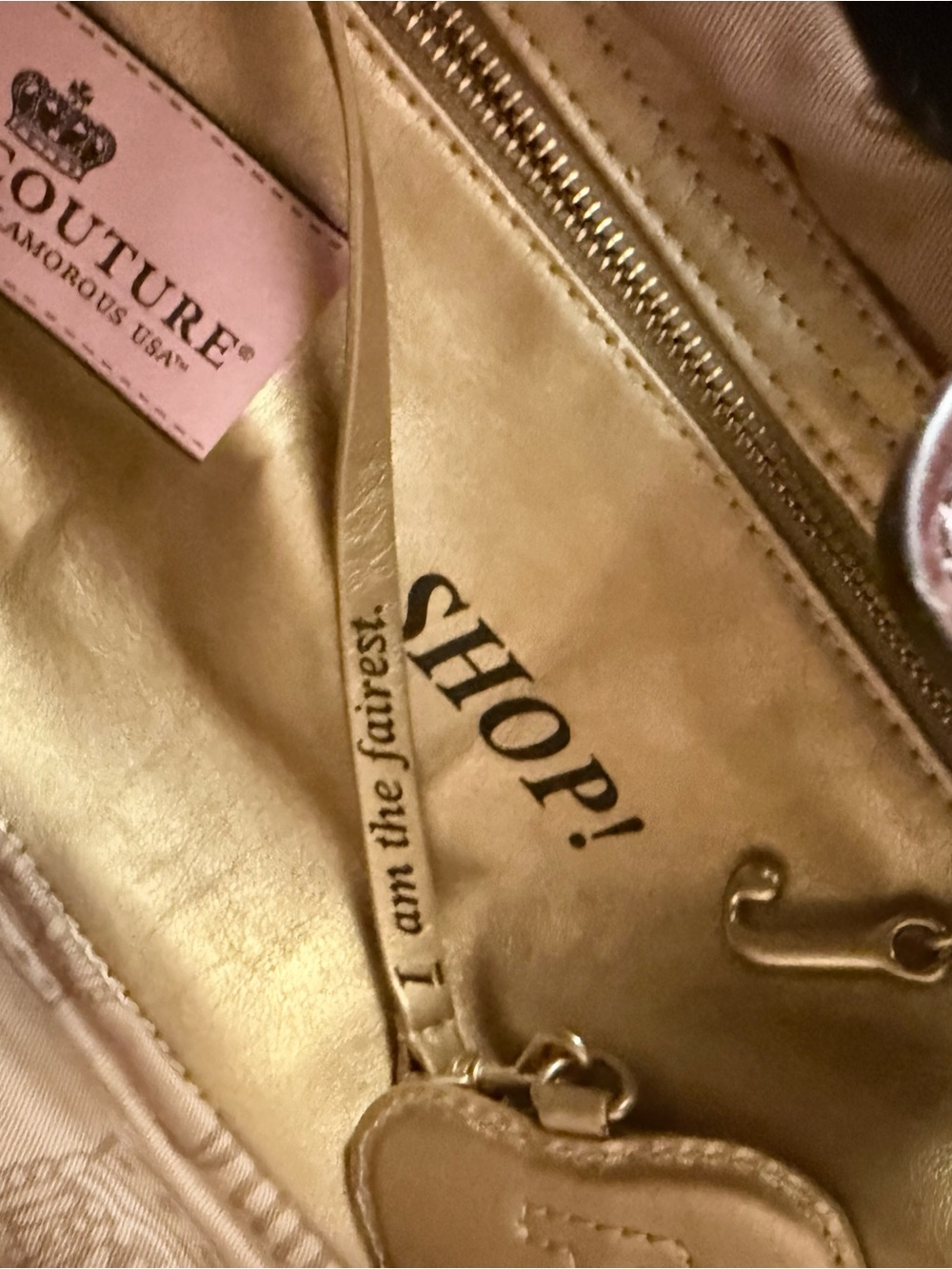 Juicy Couture Pink Suede Shoulder Bag with Brown Leather Trim - Picture 9 of 10